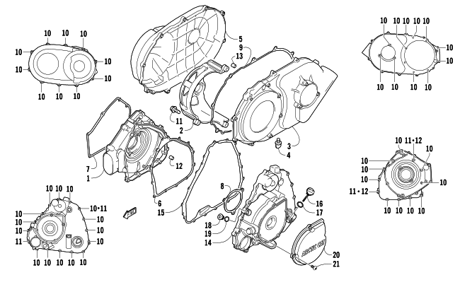 Parts Diagram for Arctic Cat 2008 700 EFI AUTOMATIC TRANSMISSION 4X4 TRV LE ATV CLUTCH/V-BELT/MAGNETO COVER ASSEMBLY