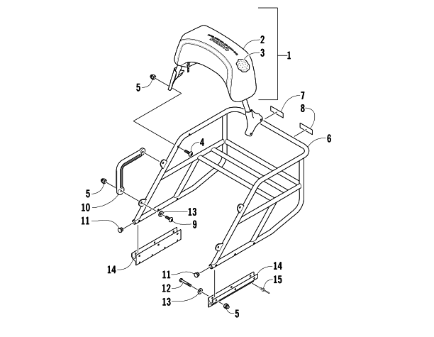 Parts Diagram for Arctic Cat 2008 PANTHER 370 SNOWMOBILE RACK AND BACKREST ASSEMBLY