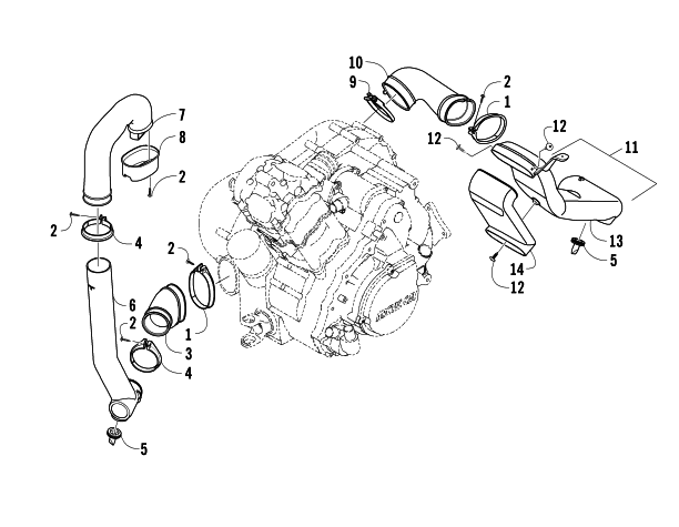 Parts Diagram for Arctic Cat 2008 650 H1 AUTOMATIC TRANSMISSION 4X4 FIS ATV CASE/BELT COOLING ASSEMBLY