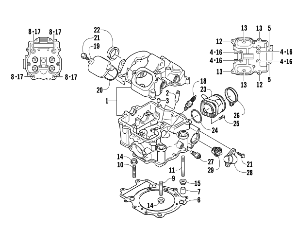 Parts Diagram for Arctic Cat 2008 650 H1 AUTOMATIC TRANSMISSION 4X4 TRV ATV CYLINDER HEAD ASSEMBLY