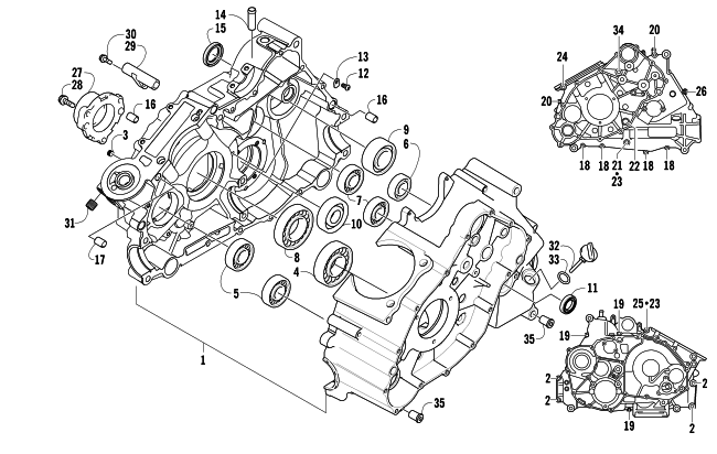 Parts Diagram for Arctic Cat 2008 650 H1 AUTOMATIC TRANSMISSION 4X4 TRV ATV CRANKCASE ASSEMBLY