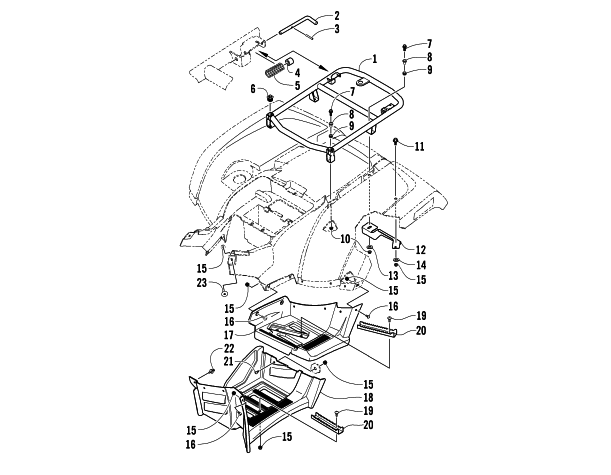 Parts Diagram for Arctic Cat 2008 500 AUTOMATIC TRANSMISSION 4X4 TRV ATV REAR RACK AND FOOTWELL ASSEMBLIES