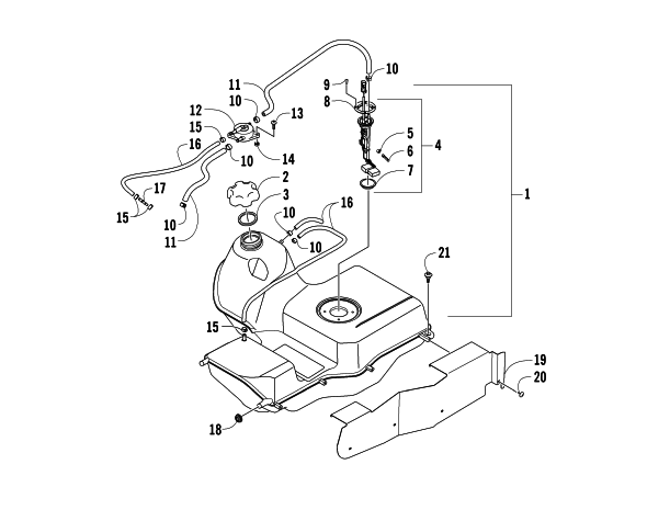 Parts Diagram for Arctic Cat 2009 400 TRV ATV GAS TANK ASSEMBLY