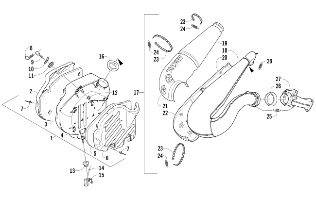 Parts Diagram for Arctic Cat 2008 T500 SNOWMOBILE EXHAUST ASSEMBLY