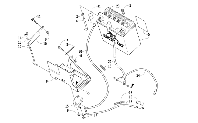 Parts Diagram for Arctic Cat 2008 F6 EFI LXR SNOWMOBILE BATTERY AND TRAY ASSEMBLY