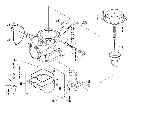 Parts Diagram for Arctic Cat 2008 250 DVX ATV CARBURETOR ASSEMBLY
