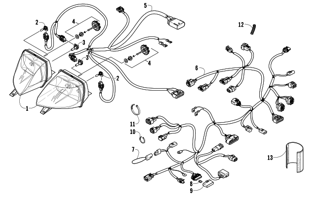 Parts Diagram for Arctic Cat 2008 F6 EFI LXR SNOWMOBILE HEADLIGHT AND WIRING ASSEMBLIES