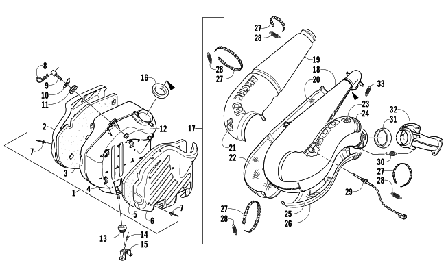 Parts Diagram for Arctic Cat 2008 F6 EFI LXR SNOWMOBILE EXHAUST ASSEMBLY