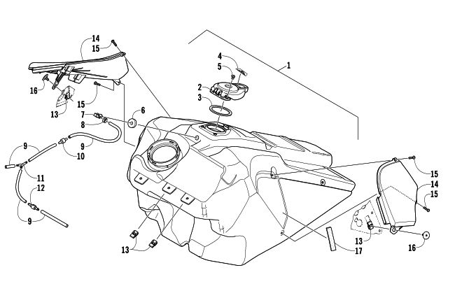 Parts Diagram for Arctic Cat 2008 F1000 EFI SNO PRO LXR SNOWMOBILE GAS TANK ASSEMBLY