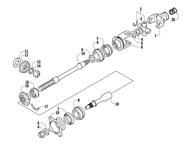 Parts Diagram for Arctic Cat 2008 650 H1 AUTOMATIC TRANSMISSION 4X4 TRV ATV SECONDARY DRIVE ASSEMBLY
