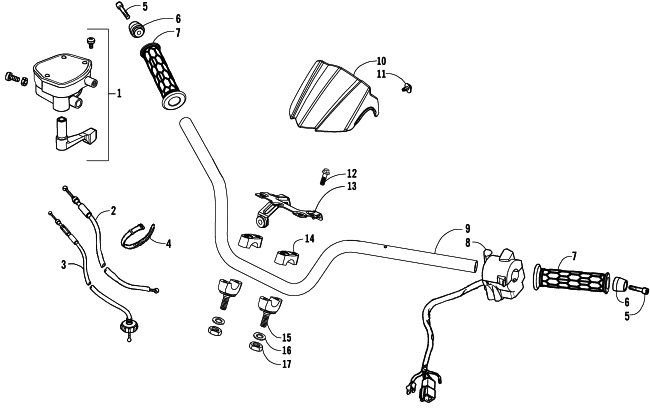 Parts Diagram for Arctic Cat 2008 250 DVX ATV HANDLEBAR AND CONTROLS ASSEMBLY