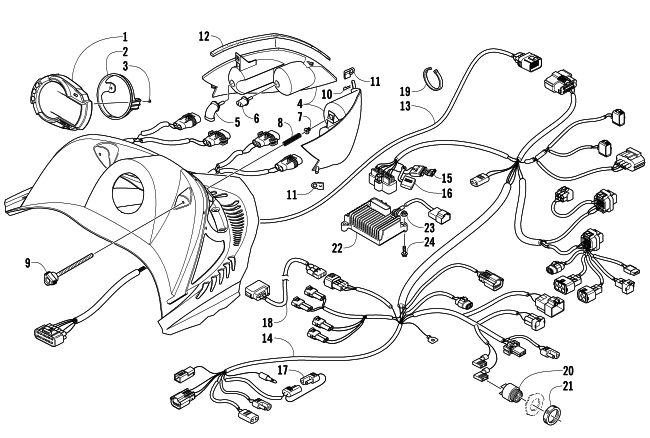 Parts Diagram for Arctic Cat 2008 CROSSFIRE 1000 EFI SNO PRO LIMITED EDITION SNOWMOBILE HEADLIGHT, INSTRUMENTS, AND WIRING ASSEMBLIES