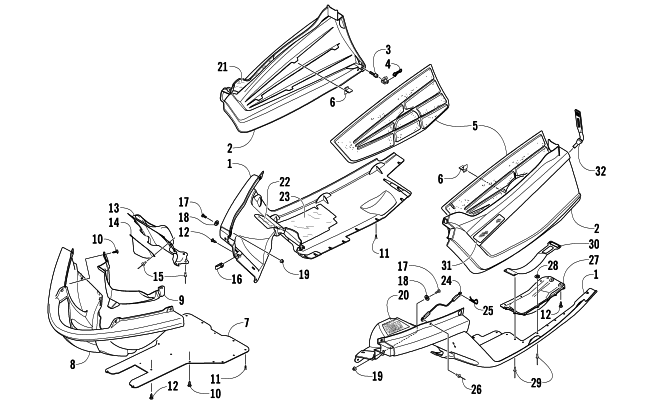 Parts Diagram for Arctic Cat 2008 CROSSFIRE 1000 EFI SNO PRO LIMITED EDITION SNOWMOBILE BELLY PAN ASSEMBLY