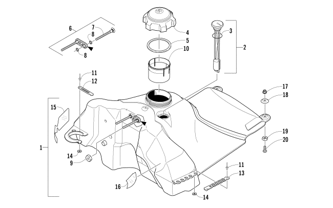 Parts Diagram for Arctic Cat 2008 CROSSFIRE 1000 EFI SNO PRO LIMITED EDITION SNOWMOBILE GAS TANK ASSEMBLY