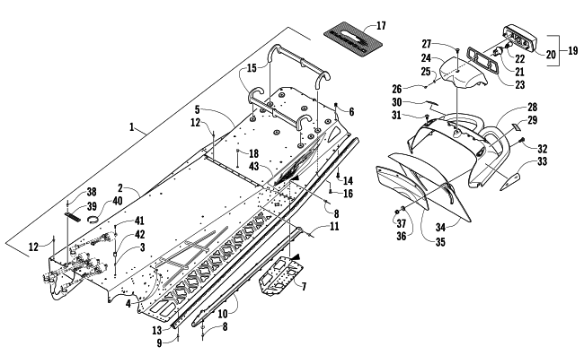 Parts Diagram for Arctic Cat 2008 CROSSFIRE 1000 EFI SNO PRO SNOWMOBILE TUNNEL, REAR BUMPER, AND TAILLIGHT ASSEMBLY