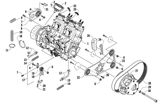 Parts Diagram for Arctic Cat 2008 M1000 EFI 162 SNO PRO SNOWMOBILE ENGINE AND RELATED PARTS