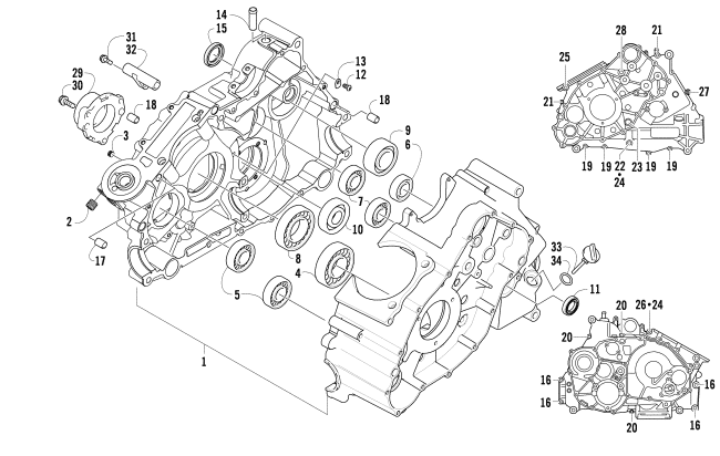 Parts Diagram for Arctic Cat 2008 700 H1 EFI 4X4 AUTOMATIC FIS ATV CRANKCASE ASSEMBLY