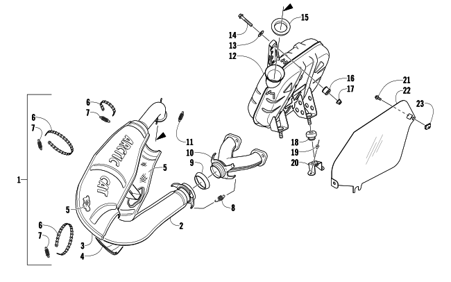 Parts Diagram for Arctic Cat 2008 T570 SNOWMOBILE EXHAUST ASSEMBLY