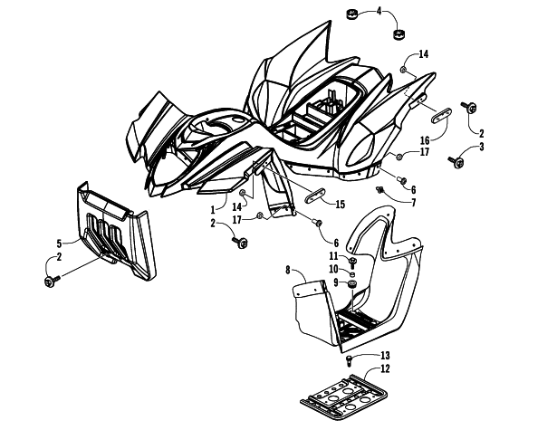 Parts Diagram for Arctic Cat 2008 90 DVX CALIFORNIA ATV BODY PANEL ASSEMBLY