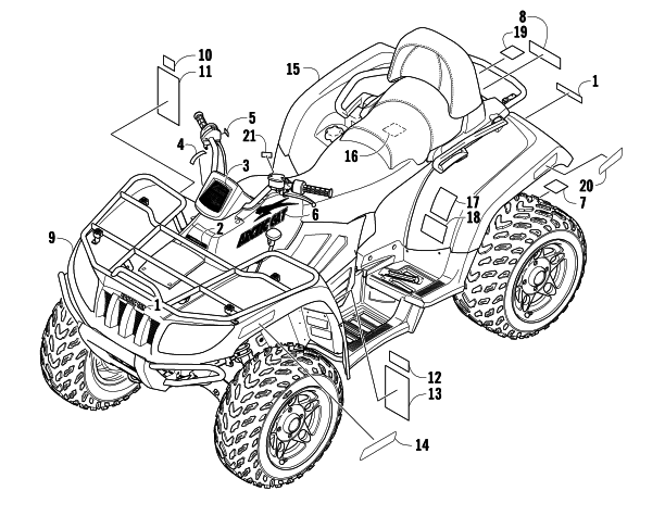 Parts Diagram for Arctic Cat 2008 700 EFI AUTOMATIC TRANSMISSION 4X4 TRV LE ATV BODY PANELS AND DECALS