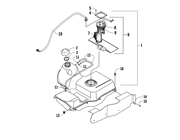 Parts Diagram for Arctic Cat 2008 700 EFI AUTOMATIC TRANSMISSION 4X4 TRV LE ATV GAS TANK ASSEMBLY (Up to VIN: VX8T226541)