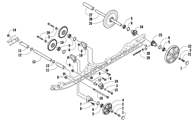 Parts Diagram for Arctic Cat 2008 JAGUAR Z1 1100 EFI SNO PRO SNOWMOBILE IDLER WHEEL ASSEMBLY