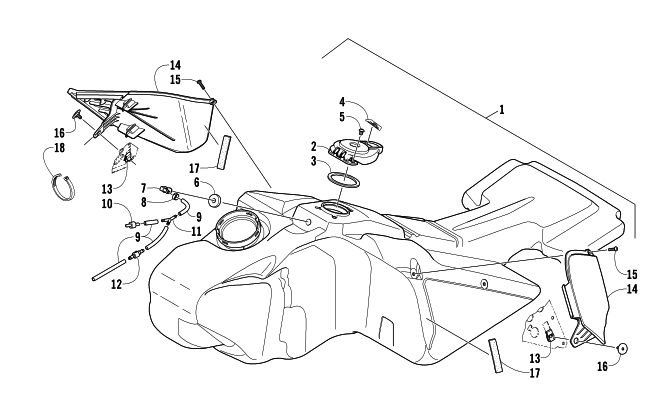 Parts Diagram for Arctic Cat 2008 TZ1 TOURING SNOWMOBILE GAS TANK ASSEMBLY