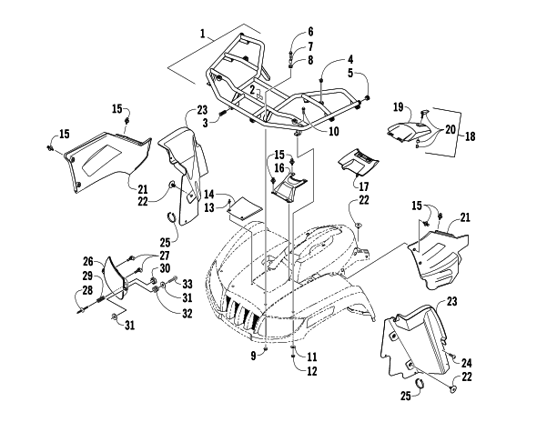 Parts Diagram for Arctic Cat 2008 700 AUTOMATIC TRANSMISSION 4X4 DIESEL ATV FRONT RACK AND HEADLIGHT ASSEMBLIES