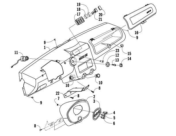 Parts Diagram for Arctic Cat 2008 PROWLER 650 H1 AUTOMATIC 4X4 ATV DASH ASSEMBLY