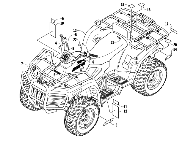Parts Diagram for Arctic Cat 2008 700 AUTOMATIC TRANSMISSION 4X4 DIESEL ATV BODY PANEL AND DECALS