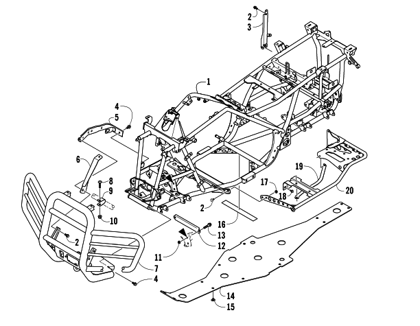 Parts Diagram for Arctic Cat 2008 700 AUTOMATIC TRANSMISSION 4X4 DIESEL ATV FRAME AND RELATED PARTS