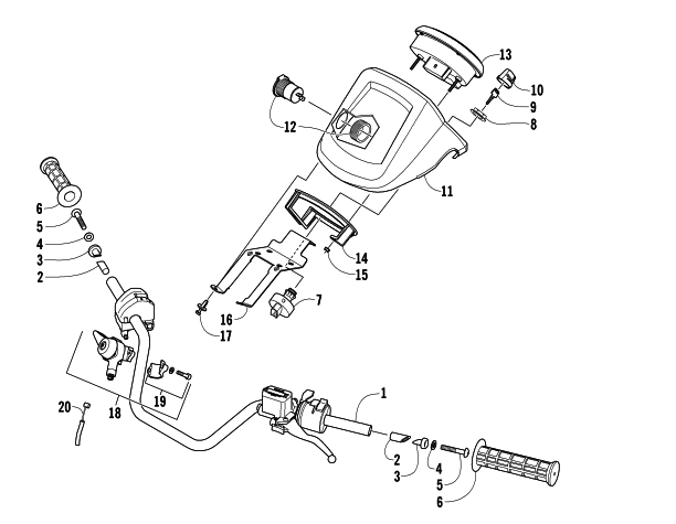 Parts Diagram for Arctic Cat 2008 700 EFI AUTOMATIC TRANSMISSION 4X4 FIS ATV HANDLEBAR ASSEMBLY
