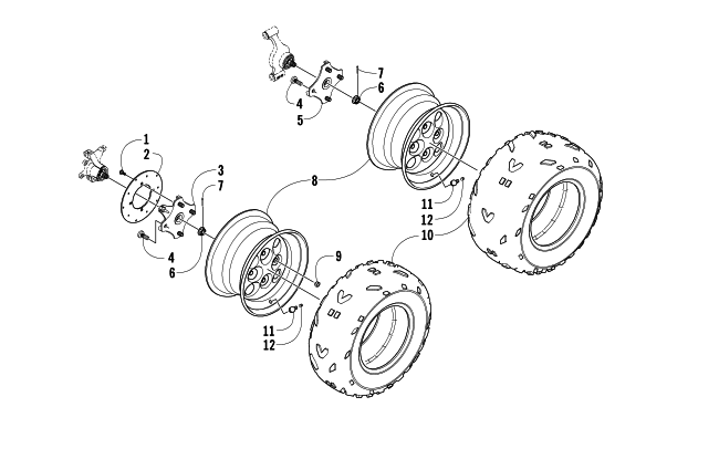 Parts Diagram for Arctic Cat 2008 700 AUTOMATIC TRANSMISSION 4X4 DIESEL ATV WHEEL AND TIRE ASSEMBLY