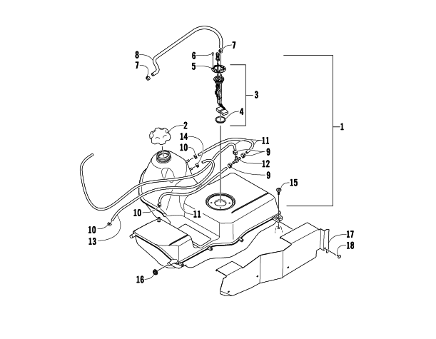 Parts Diagram for Arctic Cat 2008 700 AUTOMATIC TRANSMISSION 4X4 DIESEL ATV FUEL TANK ASSEMBLY