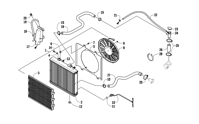 Parts Diagram for Arctic Cat 2008 700 AUTOMATIC TRANSMISSION 4X4 DIESEL ATV COOLING ASSEMBLY