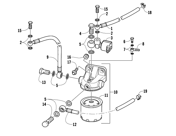 Parts Diagram for Arctic Cat 2007 700 AUTOMATIC TRANSMISSION 4X4 DIESEL ATV FUEL FILTER, ELECTRO-VALVE, AND HOSES ASSEMBLY