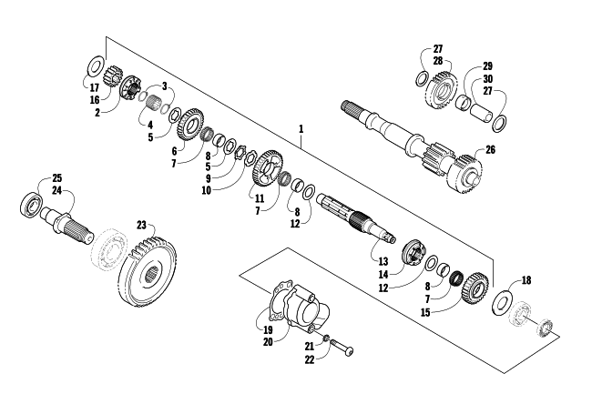 Parts Diagram for Arctic Cat 2008 PROWLER 650 H1 AUTOMATIC 4X4 ATV SECONDARY TRANSMISSION ASSEMBLY