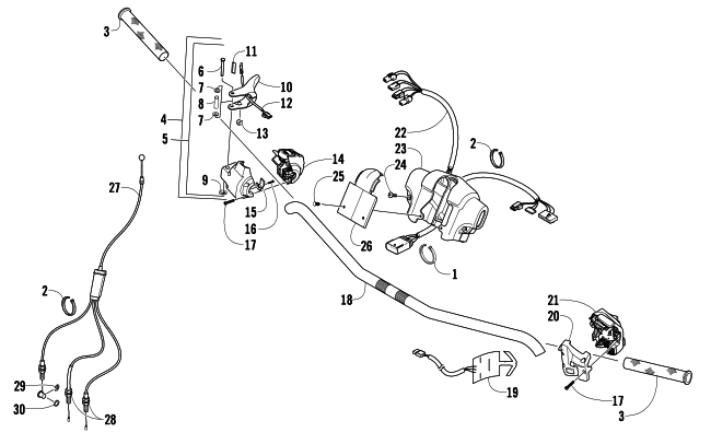 Parts Diagram for Arctic Cat 2008 T570 SNOWMOBILE HANDLEBAR AND CONTROLS