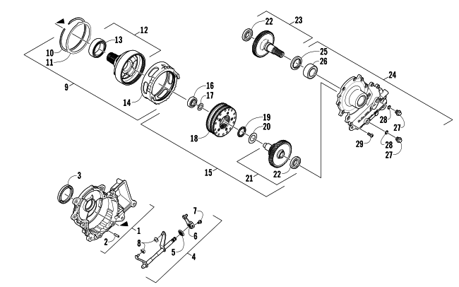 Parts Diagram for Arctic Cat 2008 T570 SNOWMOBILE GEARCASE ASSEMBLY