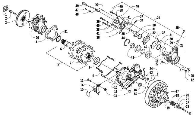 Parts Diagram for Arctic Cat 2008 JAGUAR Z1 1100 EFI SNO PRO SNOWMOBILE DRIVE TRAIN SHAFT AND BRAKE ASSEMBLIES