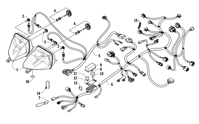 Parts Diagram for Arctic Cat 2008 JAGUAR Z1 1100 EFI SNO PRO SNOWMOBILE HEADLIGHT AND WIRING ASSEMBLIES