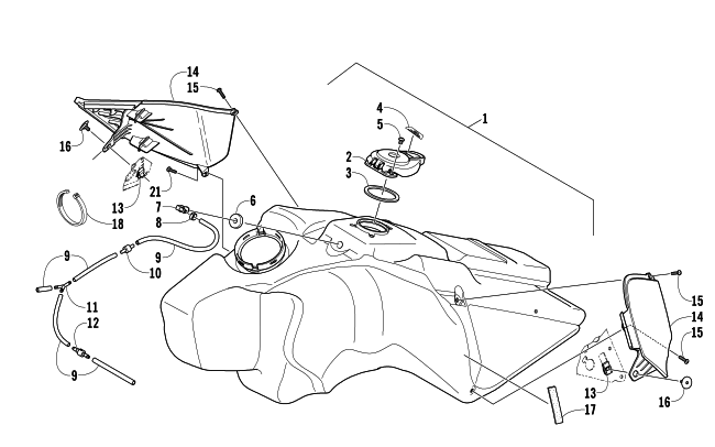 Parts Diagram for Arctic Cat 2008 JAGUAR Z1 1100 EFI SNOWMOBILE GAS TANK ASSEMBLY