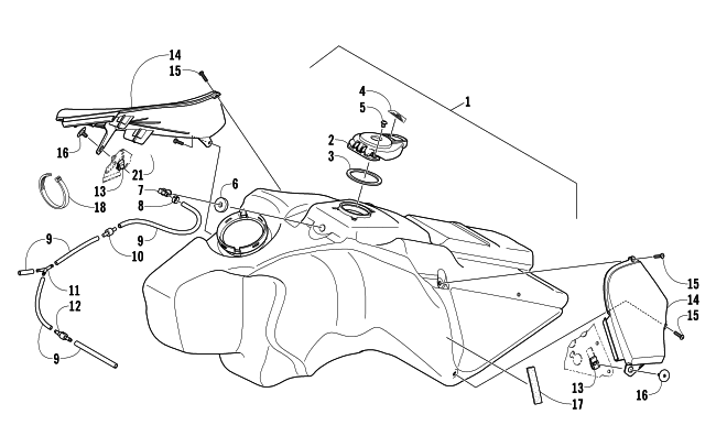 Parts Diagram for Arctic Cat 2008 JAGUAR Z1 1100 EFI SNO PRO LIMITED EDITION SNOWMOBILE GAS TANK ASSEMBLY