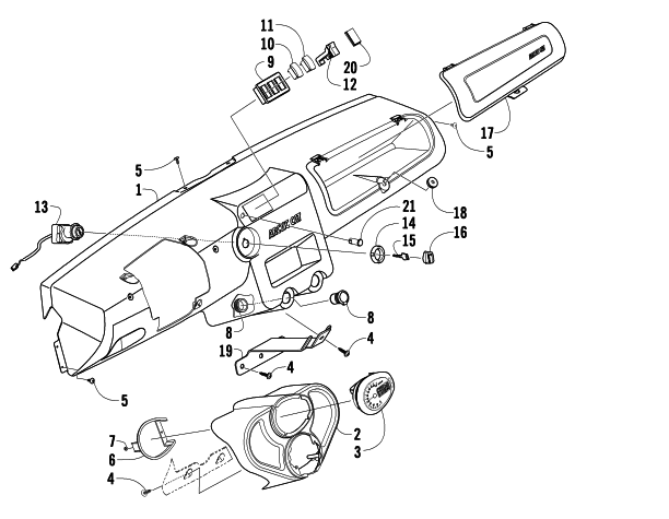 Parts Diagram for Arctic Cat 2008 PROWLER XTX 700 H1 AUTOMATIC 4X4 ATV DASH ASSEMBLY