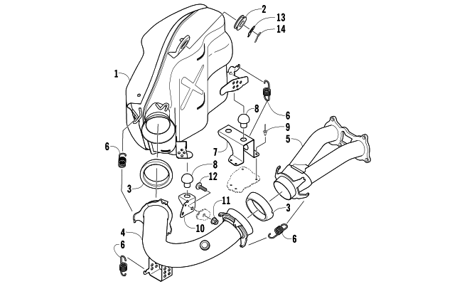 Parts Diagram for Arctic Cat 2008 JAGUAR Z1 1100 EFI SNO PRO SNOWMOBILE EXHAUST ASSEMBLY