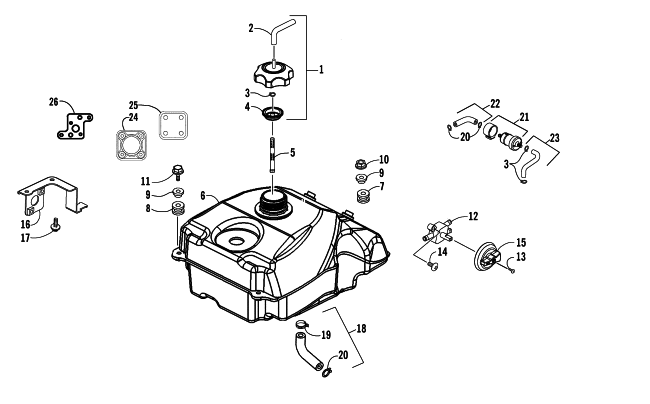 Parts Diagram for Arctic Cat 2008 250 DVX ATV GAS TANK ASSEMBLY