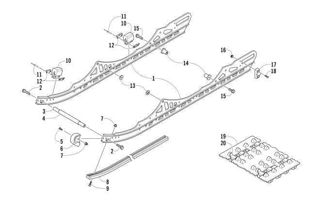 Parts Diagram for Arctic Cat 2008 F570 SNOWMOBILE SLIDE RAILS AND TRACK ASSEMBLY