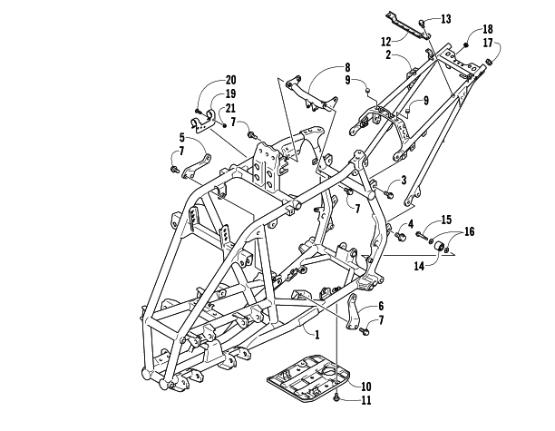 Parts Diagram for Arctic Cat 2008 400 DVX ATV FRAME ASSEMBLY