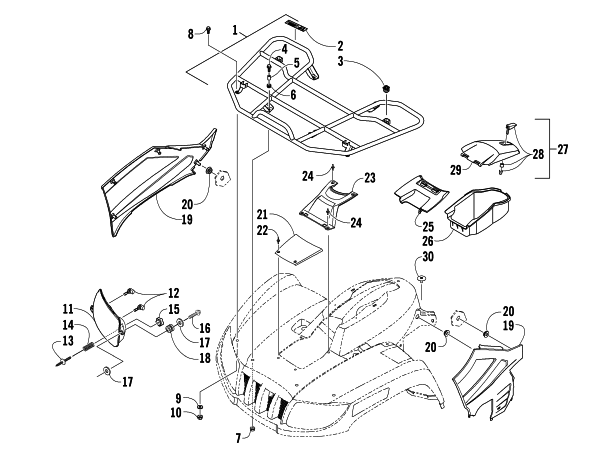 Parts Diagram for Arctic Cat 2008 700 EFI AUTOMATIC TRANSMISSION 4X4 TRV LE ATV FRONT RACK AND HEADLIGHT ASSEMBLIES