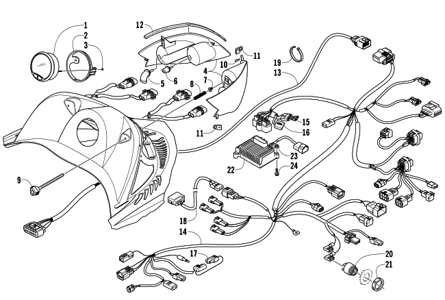Parts Diagram for Arctic Cat 2008 M8 EFI 153 SNOWMOBILE HEADLIGHT, INSTRUMENTS, AND WIRING ASSEMBLIES